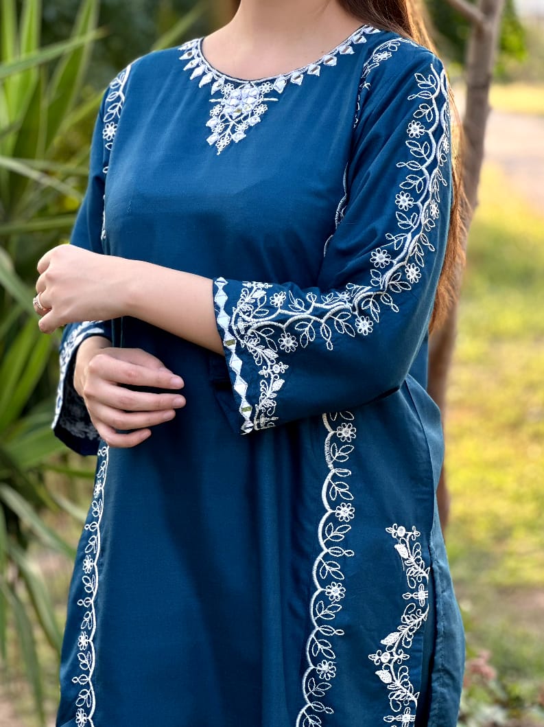 2-Piece Stitched Embroidered Dress Premium Quality