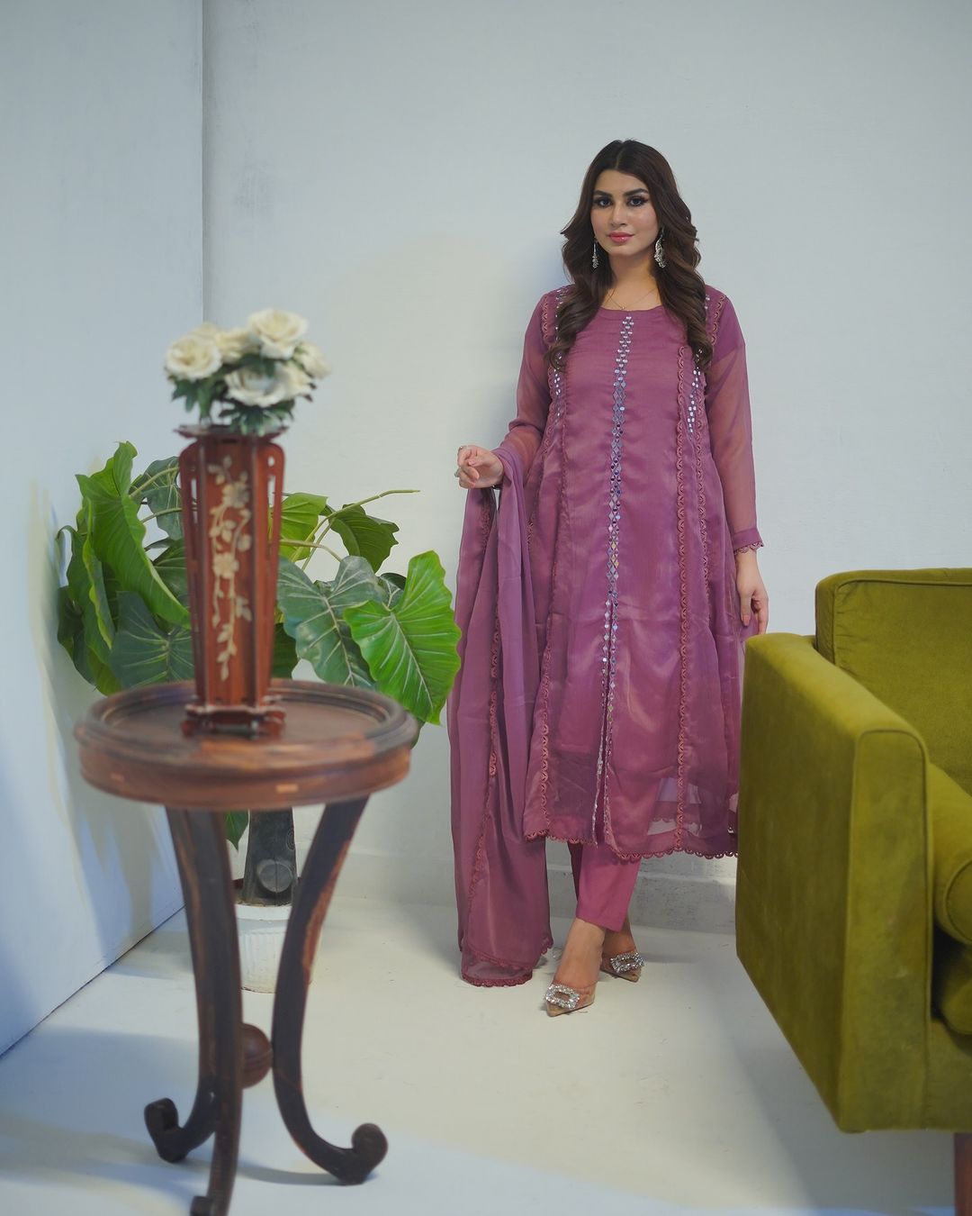 3-Piece Stitched Chiffon Maxi Dress Premium Quality