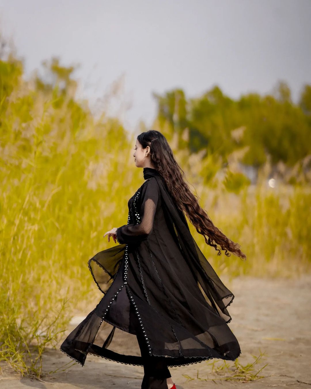 3-Piece Stitched Chiffon Maxi Dress Premium Quality