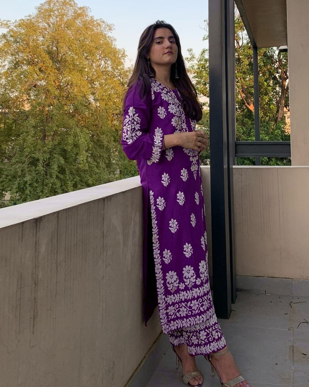 Indian Chicken Kari 2-Piece Stitched Long Embroidered Dress Premium Quality