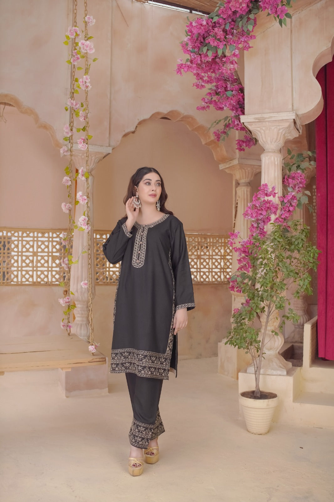 DHANAK 2-Piece Stitched Embroidered Dress Premium Quality