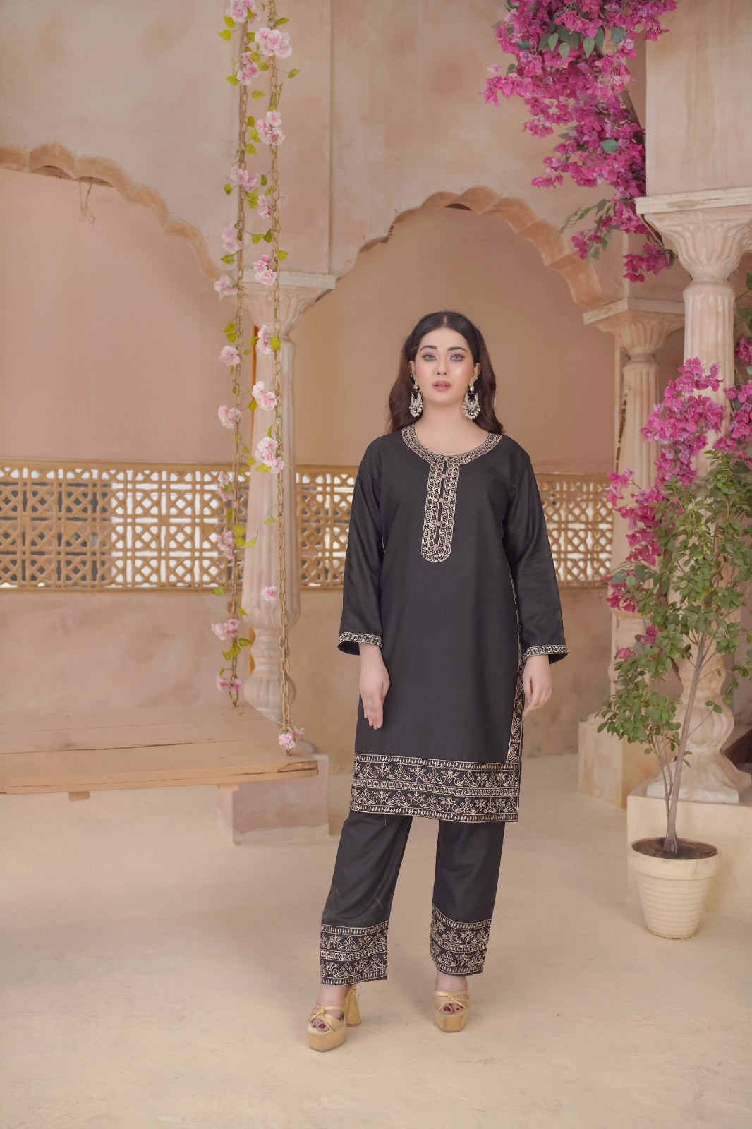 DHANAK 2-Piece Stitched Embroidered Dress Premium Quality