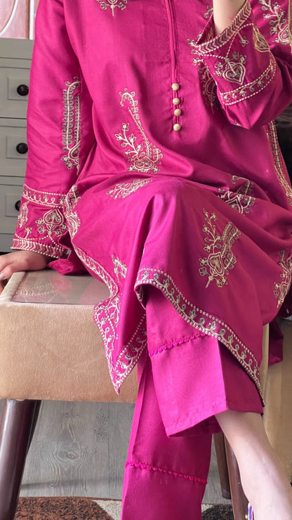 Premium Quality 2-Piece Stitched Embroidered Dress