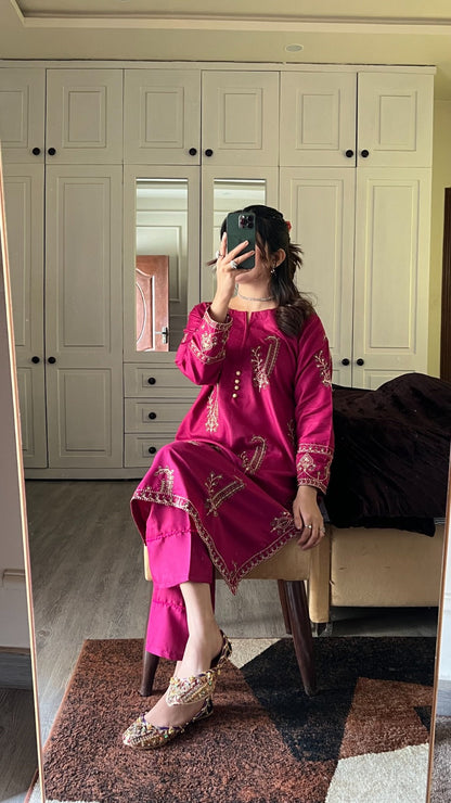 Premium Quality 2-Piece Stitched Embroidered Dress