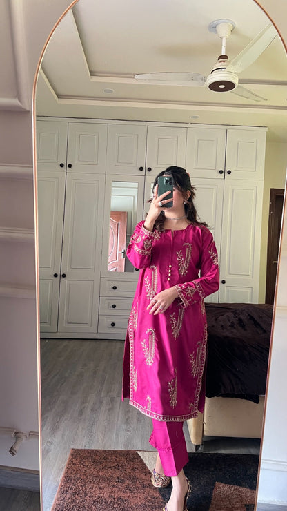 Premium Quality 2-Piece Stitched Embroidered Dress