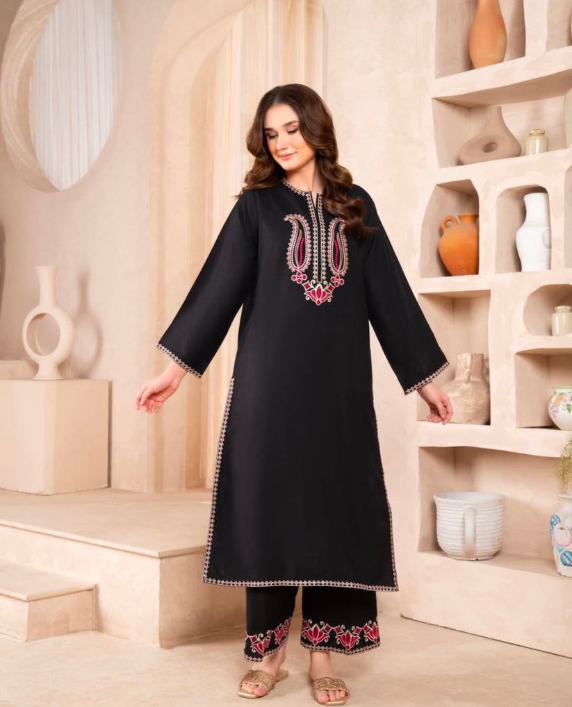 Premium Quality Long Length 2-Piece Stitched Embroidered Dress