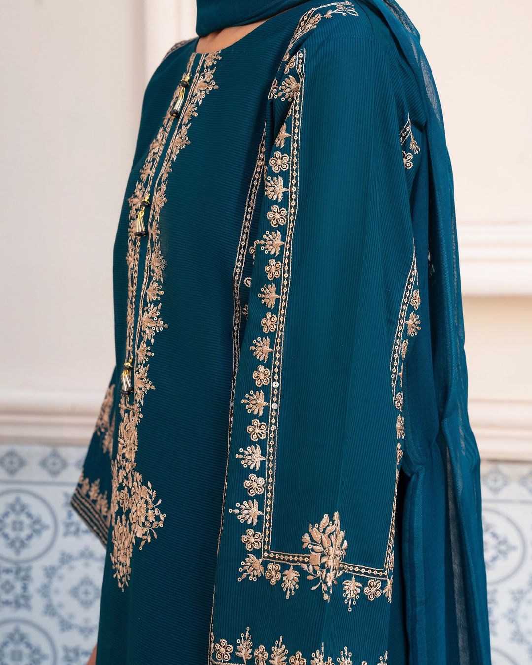 2-Piece Stitched Sequence Embroidered Dress Premium Quality SHOP ONLINE