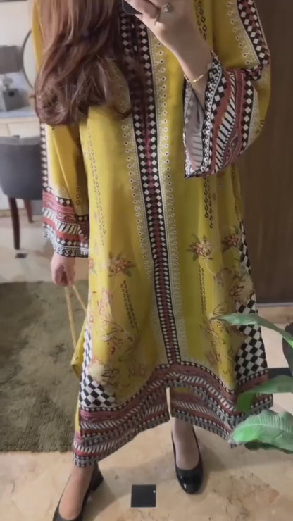 Long Length 2-Piece Stitched Printed Dress Premium Quality